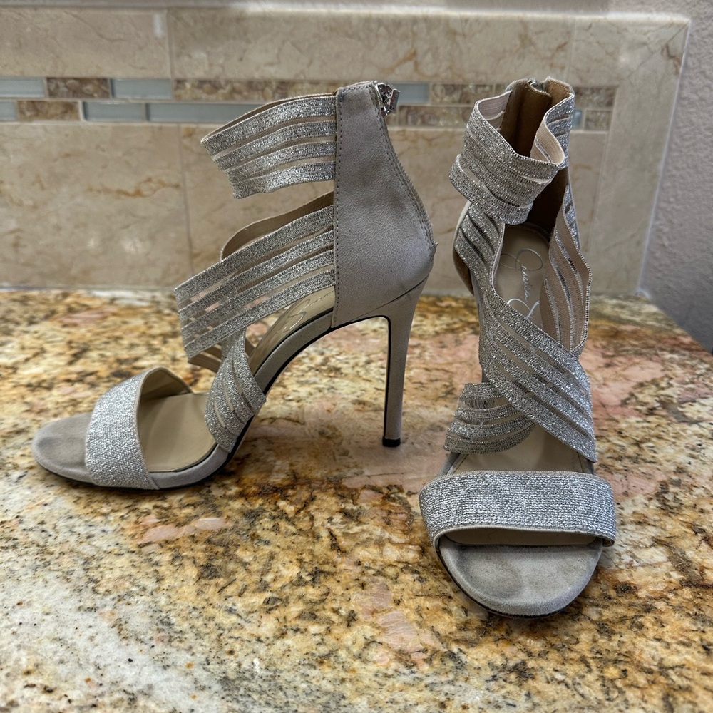 Jessica Simpson silver pumps